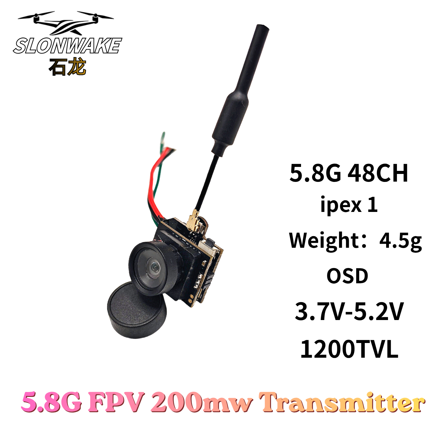 Slonwake 5.8G 48CH 200mW FPV D - огляд і ціна Drone Frame